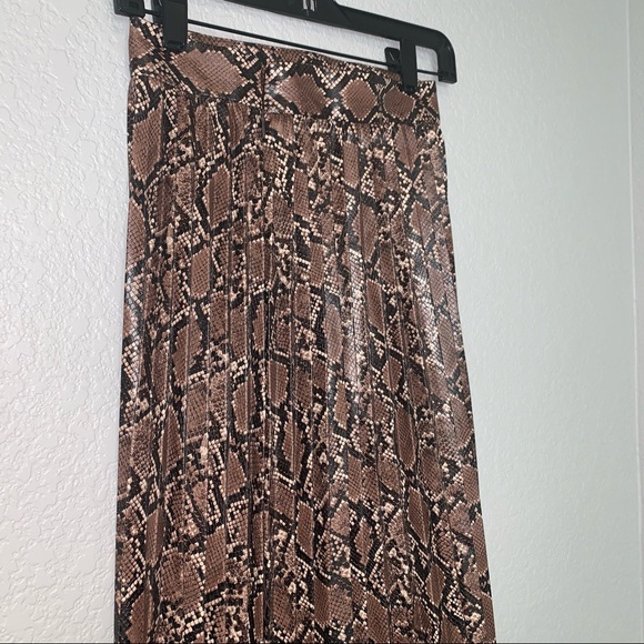New Zara Faux Leather Snake Print Midi Pleated Skirt XS Small Medium 8372/262 - Picture 7 of 12
